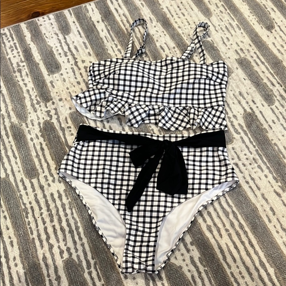 Black and White Gingham Bikini Set